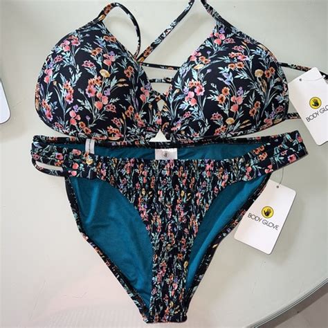 NWT Womens Body Glove Baby Love Bikini Set Medium Black Flirty Surf