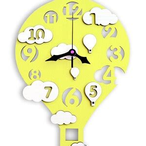 Clock Hot Air Balloon Wall Clock For Nursery Etsy