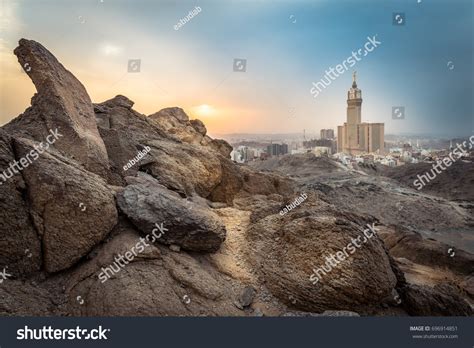 Makkah Sunset Landscape View Clock Tower Stock Photo 696914851