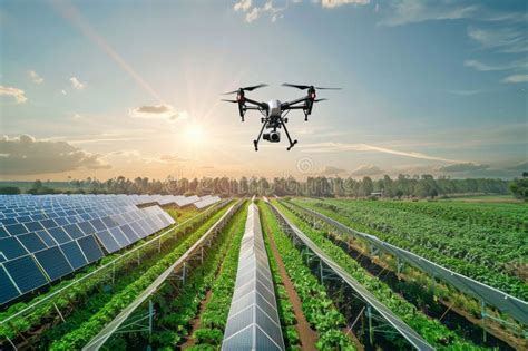 Un Drone Sobrevuela Un Campo De Cultivos Foto De Archivo Imagen De