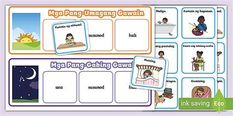 Mga Gawain Sa Umaga At Gabi Kinder Twinkl Teacher Made