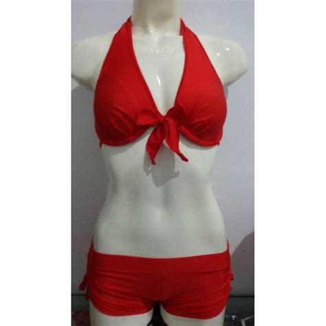 Bikini Pantai Dengan Kawat Dan Busa Bk 3313 Vo3 Warna Merah Fesyen