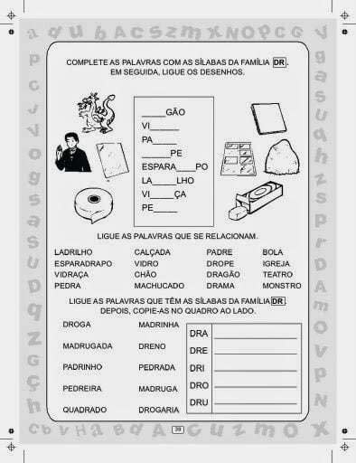 Atividades Silabas Complexas Br Cr Dr Fr Gr - Atividades com sílabas complexas br, cr, dr, pr, fr, gr - SÓ ESCOLA
