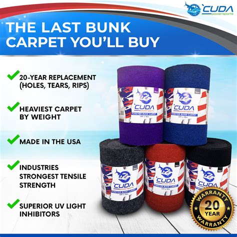 12 Wide Black Boat Trailer Bunk Carpet Cuda Powersports