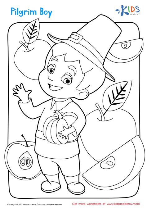 pilgrim boy printable printable coloring page  kids
