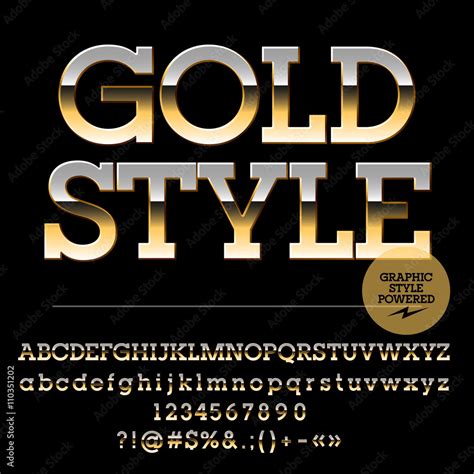 Vector set of luxury golden alphabet letters, numbers and punctuation ...