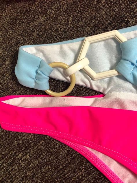 Emmiol Free Shipping Color Block Crossed Circle Triangle Bikini Rose Red L In Bikini Sets