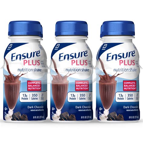 Ensure Plus Nutritional Shake 13g Protein Rich Dark Chocolate 8 Fl Oz