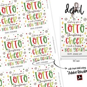 Lotto Gift Tags Christmas Printable Lottery Christmas Tag Wishing You