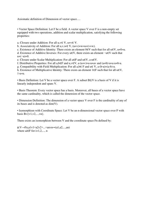 Pdf Axiomatic Definition Of Dimension Of Vector Space