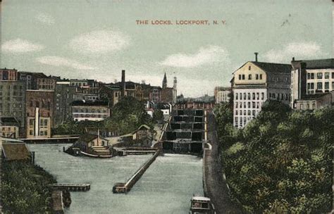locks lockport ny postcard