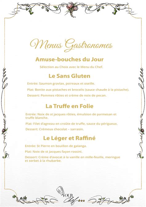Menu Gastronome - YourChef