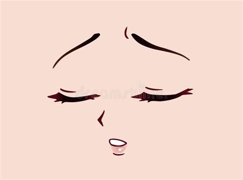 Sad Anime Face. Manga Style Closed Eyes, Little Nose and Kawaii Mouth ...