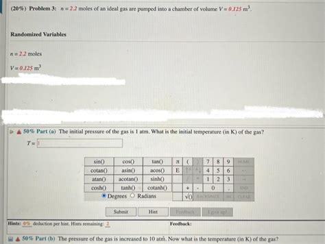 Solved (20\%) Problem 3: n=2.2 moles of an ideal gas are | Chegg.com