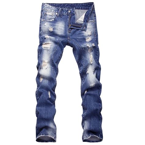 2017 Fashion Mens Brand Designer Jeans Ripped Washed Retro Denim Pants