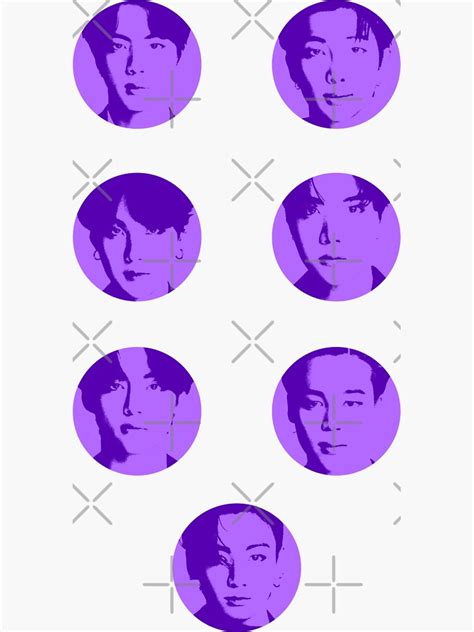 Bts Ot7 Bangtan Icons Purple Stickers Round Version 2 Dicon Sticker