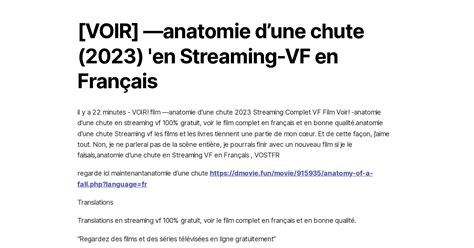 Voir —anatomie Dune Chute 2023 En Streaming Vf En Français