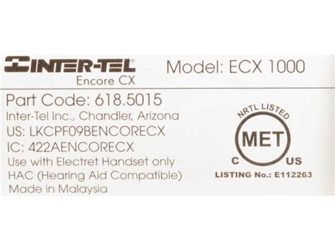 Inter Tel Encore Cxmitel 3000 8 Button Black Display Phone