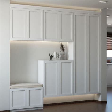 Scratch-Resistant White Laminate Design With Shutters | Livspace