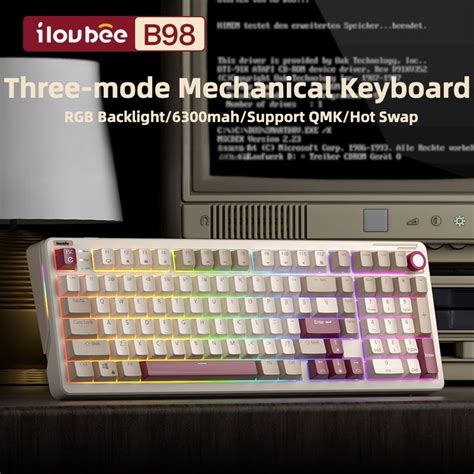 Ilovbee B98 ไรสายสามโหมดบลทธคยบอรด Hot Swap RGB ครมสนบสนนเสยง QMK 6300mAH ปะเกน