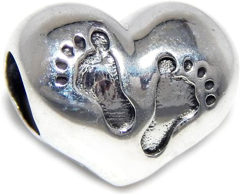 Amazon ICYROSE Solid 925 Sterling Silver Heart With Footprints