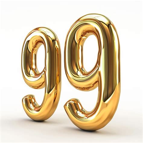 3d Gold Number 99 Isolated On White Background Premium Ai Generated Image