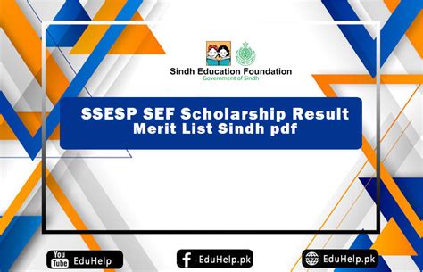 Ssesp Sef Scholarship Result 2024 Merit List Sindh Pdf