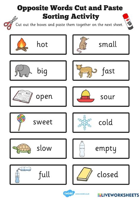 opposites  exercise   worksheets