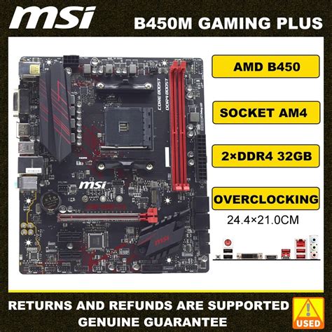 Msi B450m Gaming Plus Am4 Motherboard Ddr4 Overclocki Amd B450 ...