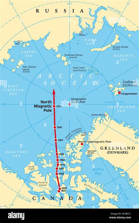 Magnetic North Pole Drift Political Map The North Magnetic Pole Of