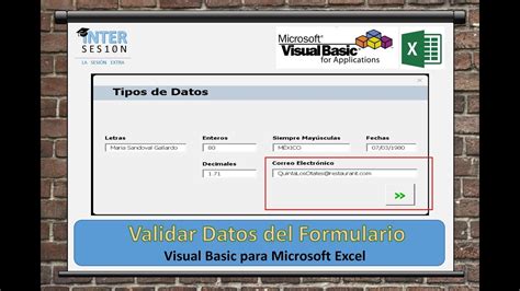 Visual Basic Excel 17 Email Validar La Captura De Nombres Para Un