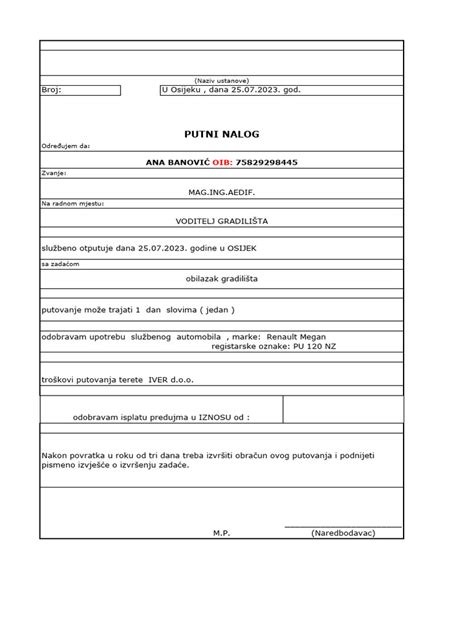 Putni Nalog 1 Pdf