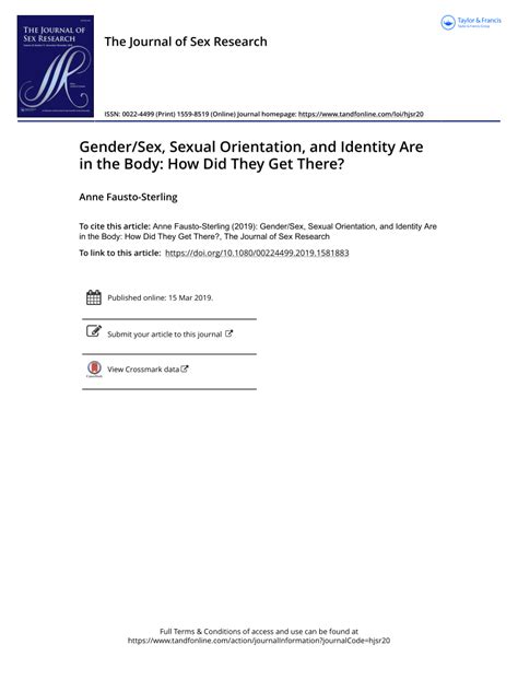 PDF Gender Sex Sexual Orientation And Identity Are In The Body How Did They Get There