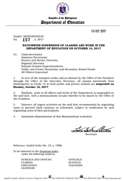 School Memorandum Sample Deped