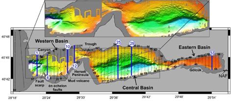 Multibeam Bathymetric Relief Map Of The Gulf Of Izmit And Location Of