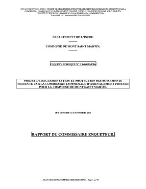 Remplissable En Ligne Isere Rapport Du Commissaire Enqueteur D