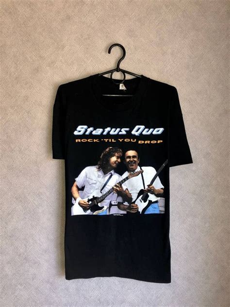 Rare Vintage Status Quo 1992 Tour T Shirt Rock ‘til Y Gem