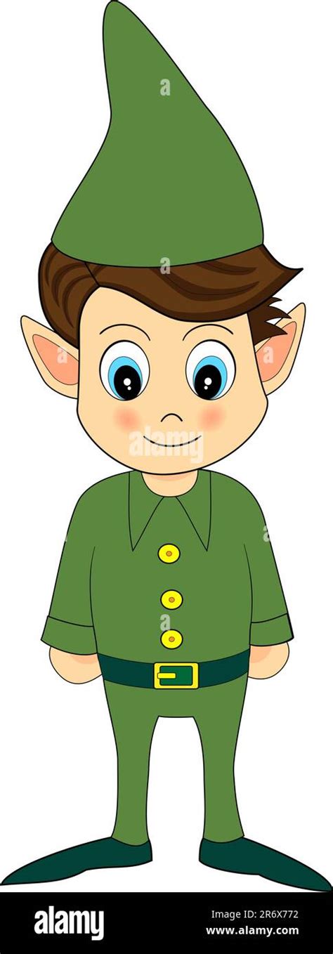 Vector Illustration Of A Cute Green Christmas Elf Stock Vector Image