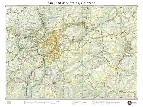 San Juan Mountains Colorado Wall Map