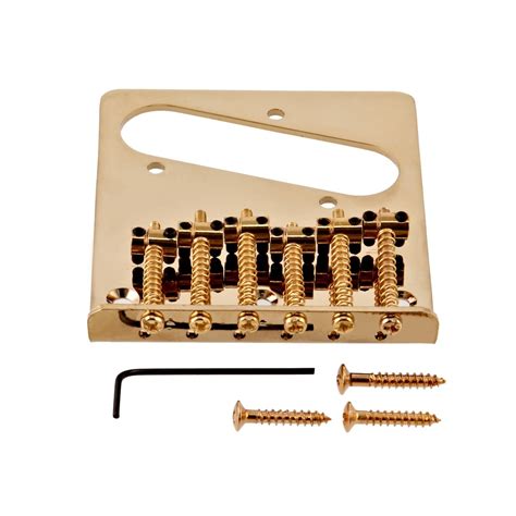 Guitarworks 6 Saddle Guitar Bridge Gold At Gear4music