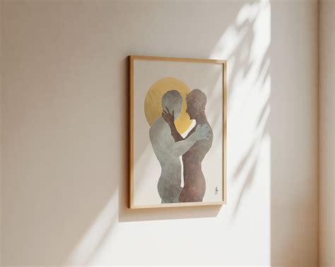 Minimalist Gay Art Print Gay Male Painting Framed Gay Art Gay Couple Print Black And White Gay