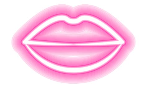 Neon Glowing Lips Shining Vibrant Bright Woman Lips Love Kiss Icon