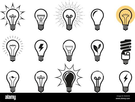 Lightbulb Icon Set Light Bulb Electricity Energy Symbol Or Label