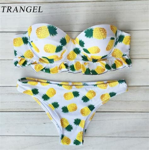 Aliexpress Trangel Pineapple Women Swimsuit Sexy Ruffle Bikini Sets Women Push Up