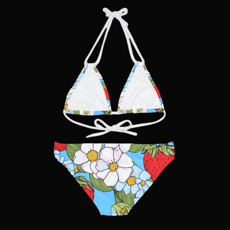 Retro Strawberry Bikini Set Vintage Swimsuit Retro Womens Trendy Vacation Swimwear Bikini Lake