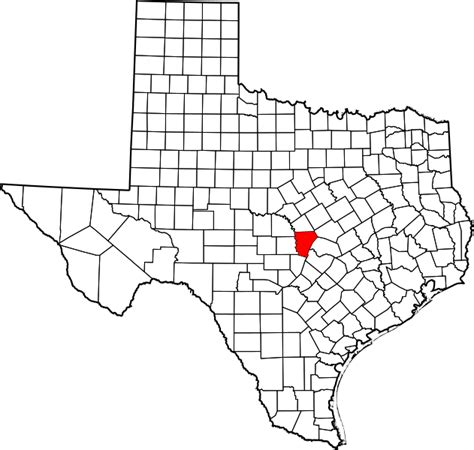 Image Map Of Texas Highlighting Burnet County