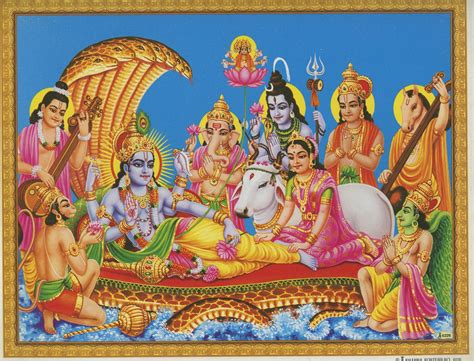 Vishnu Vintage Style Indian Hindu Devotional Poster Print Etsy