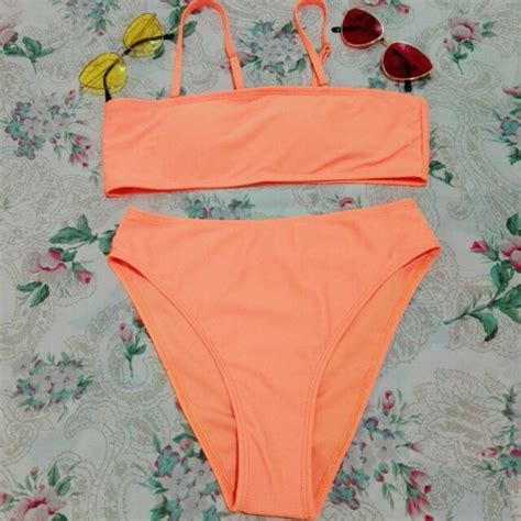 High Cut Bandeau Bikini Set Women S Fashion Swimwear Bikinis Swimsuits On Carousell
