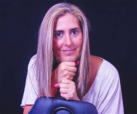 Mature Model Lady Displays Her Blonde Hair Stock Photo Image Of Blonde Longhair