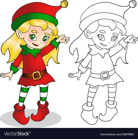 Christmas Elf Girl Character Royalty Free Vector Image